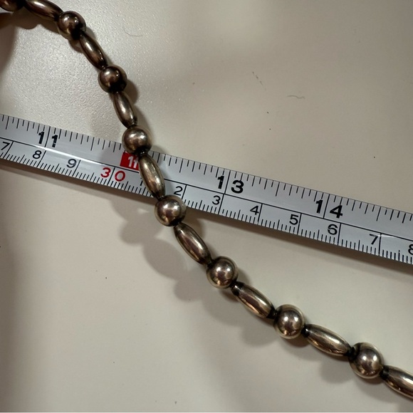 Vintage Rising Sun Navajo Sterling Silver Pearls Southwestern Choker Necklace - Picture 14 of 17